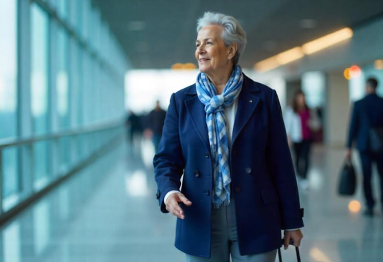 Femme marchant dans un aéroport